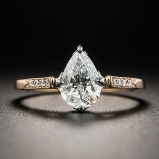 1.02 Carat Pear Shape Diamond Ring By Lang - GIA E SI1 - 1