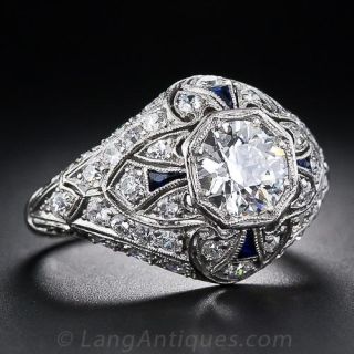 1.03 Carat Art Deco Diamond Dome Ring