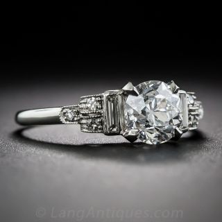 1.03 Carat Diamond Art Deco Engagement Ring - GIA E/SI2