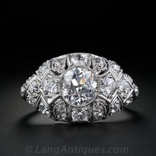 1.03 Carat Diamond Platinum  Antique Ring