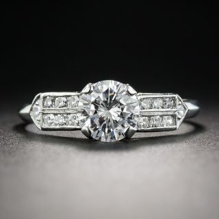 1.03 Carat Diamond Platinum Vintage Engagement Ring - GIA F SI1