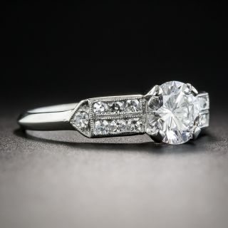 1.03 Carat Diamond Platinum Vintage Engagement Ring - GIA F SI1