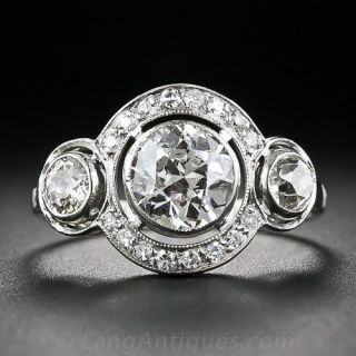 1.03 Carat European-Cut Diamond Platinum Ring - 2