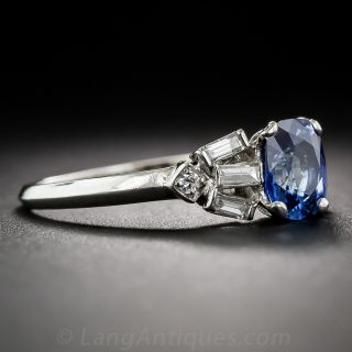 1.03 Carat Sapphire and Diamond Art Deco Engagement Ring