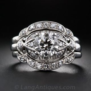 1.03 Carat Three-Piece Art Deco Diamond Wedding Set