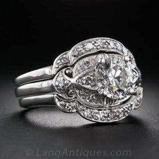1.03 Carat Three-Piece Art Deco Diamond Wedding Set
