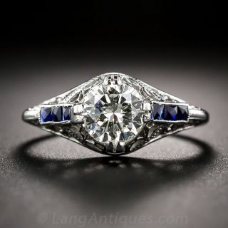 1.04 Carat Diamond and Sapphire Filigree Ring