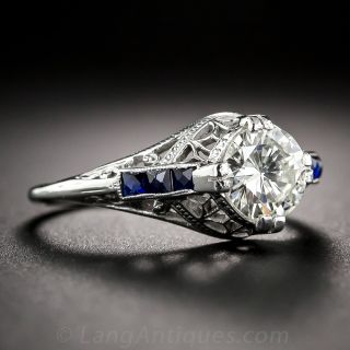 1.04 Carat Diamond and Sapphire Filigree Ring