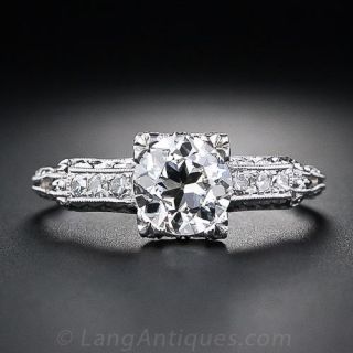 1.04 Carat Diamond Art Deco Engagement Ring