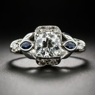 1.04 Carat GIA Certified Diamond and Sapphire Ring