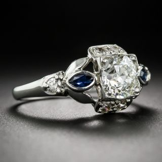 1.04 Carat GIA Certified Diamond and Sapphire Ring