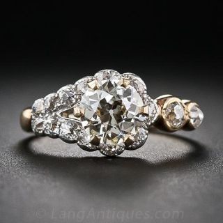 1.04 Carat Light Yellow Diamond Antique Engagement Ring