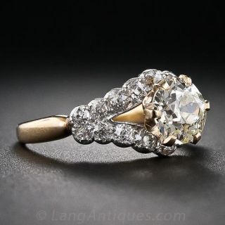 1.04 Carat Light Yellow Diamond Antique Engagement Ring