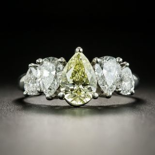 1.04 Carat Natural Fancy Light Yellow Pear-Cut Diamond Ring - GIA - 1