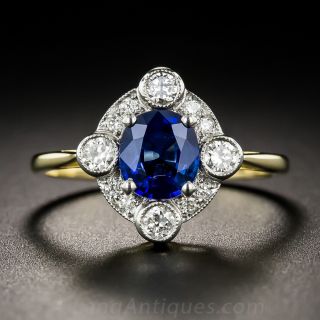 1.04 Carat Sapphire and Diamond Edwardian Style Ring