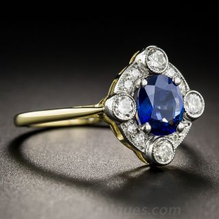 1.04 Carat Sapphire and Diamond Edwardian Style Ring