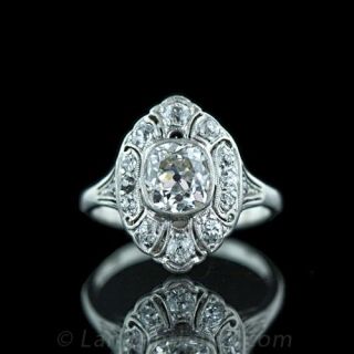 1.05 Carat Antique Cushion Cut DIamond Ring Main View