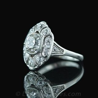 1.05 Carat Antique Cushion Cut Diamond Ring