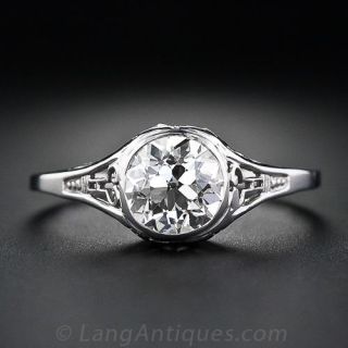 1.05 Carat Antique Diamond Solitaire Engagement Ring
