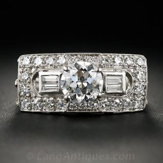 1.05 Carat Art Deco Platinum Diamond Ring