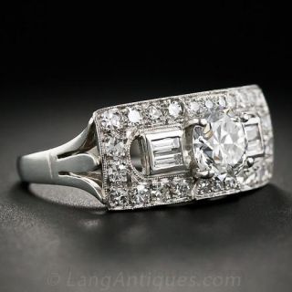 1.05 Carat Art Deco Platinum Diamond Ring