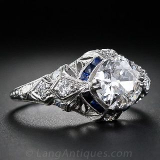1.05 Carat Diamond Art Deco Engagement  Diamond Ring