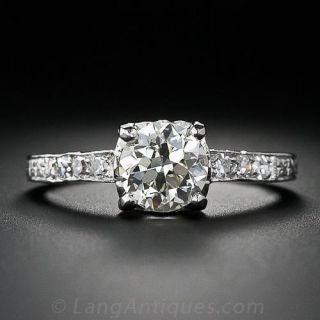 1.05 Carat Diamond Platinum  Antique Engagement Ring