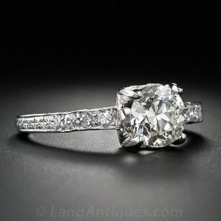 1.05 Carat Diamond Platinum  Antique Engagement Ring