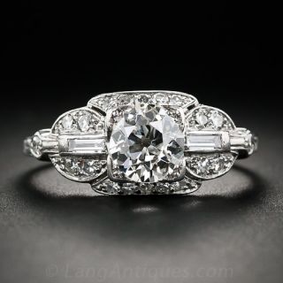 1.05 Carat Diamond Platinum Art Deco Engagement Ring