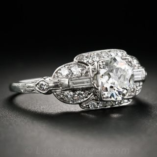 1.05 Carat Diamond Platinum Art Deco Engagement Ring