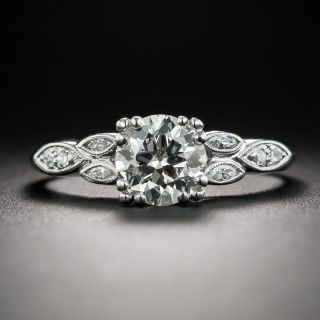 1.05 Carat Diamond Platinum Vintage Engagement Ring - GIA K VS1