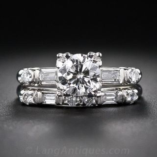 1.05 Carat Mid-Century Diamond Wedding Set