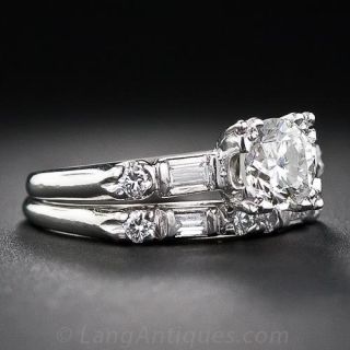 1.05 Carat Mid-Century Diamond Wedding Set