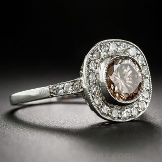 1.05 Carat Natural Fancy Brown-Orange (GIA) Diamond and Platinum Engagement Ring