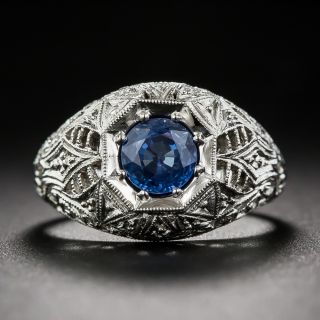 1.05 Carat Sapphire and Platinum Art Deco Style Ring