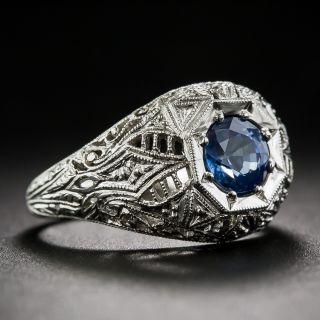 1.05 Carat Sapphire and Platinum Art Deco Style Ring