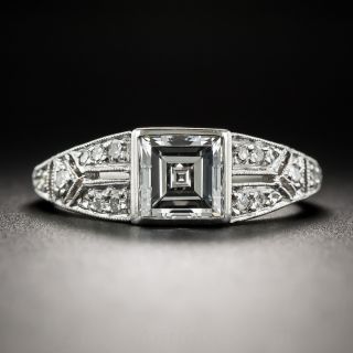 1.05 Carat Square-Cut Diamond Art Deco Engagement Ring