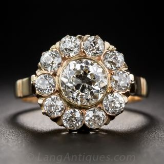 1.05 ct. Center Diamond Victorian Cluster Ring