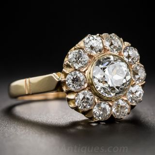 1.05 ct. Center Diamond Victorian Cluster Ring