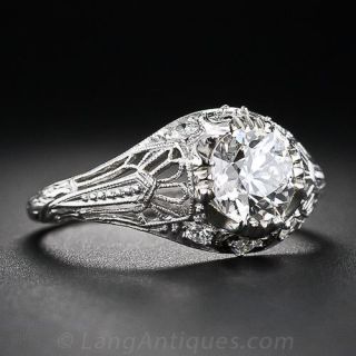 1.06 Carat Antique Cushion-Cut Diamond Engagement Ring