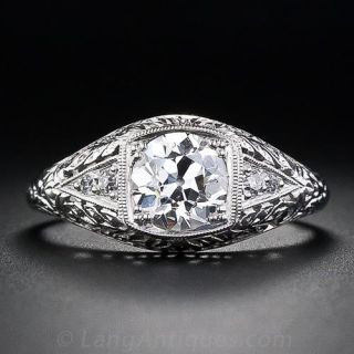 1.06  Carat Antique Diamond Engagement Ring in Platinum