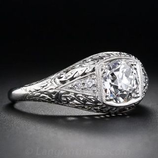 1.06  Carat Antique Diamond Engagement Ring in Platinum