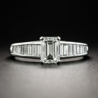 1.06 Carat Emerald-Cut Diamond Platinum Engagement Ring - GIA J VVS2
