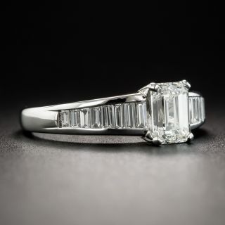 1.06 Carat Emerald-Cut Diamond Platinum Engagement Ring - GIA J VVS2