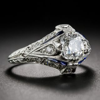 1.07 Carat Cushion-Cut Diamond  Art Deco Engagement Ring