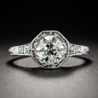 1.07 Carat Diamond and Platinum Art Deco Solitaire Engagement Ring
