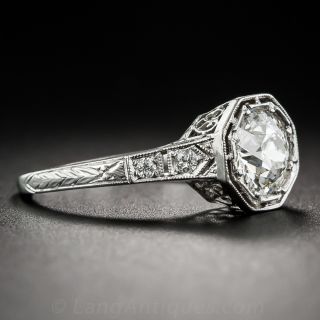 1.07 Carat Diamond and Platinum Art Deco Solitaire Engagement Ring