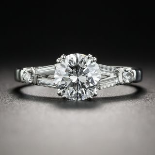 1.07 Carat Diamond Platinum Mid-Century Vintage Engagement Ring - GIA D VS2 - 1
