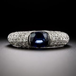 1.07 Carat Sapphire and Pave Diamond Band Style Ring - 3