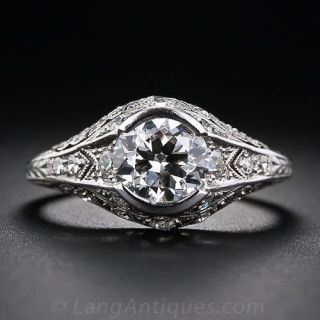 1.08 Carat Early Art Deco Diamond Engagement Ring